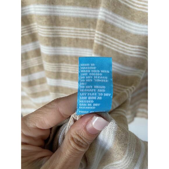 J. McLaughlin Striped Lightweight Sweater Tan White Size Small - Picture 6 of 6